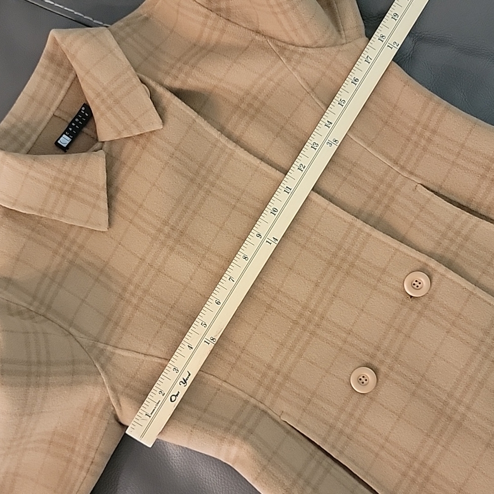Carol Little szXS Double Breasted Wool Camel Plaid Jacket. BinG - Picture 8 of 9